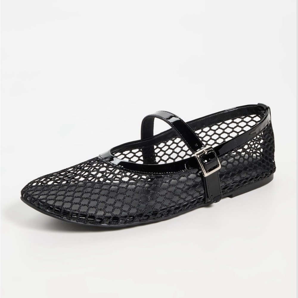 Tony Bianco Mia Black Mesh Mary Jane Flats